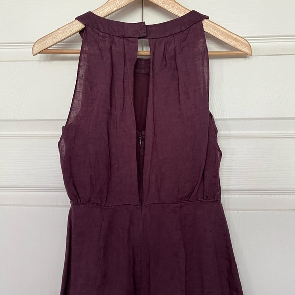 {LOFT} Sleeveless Linen Mini Shift Dress in Eggplant - Women's 0 - Picture 5 of 8